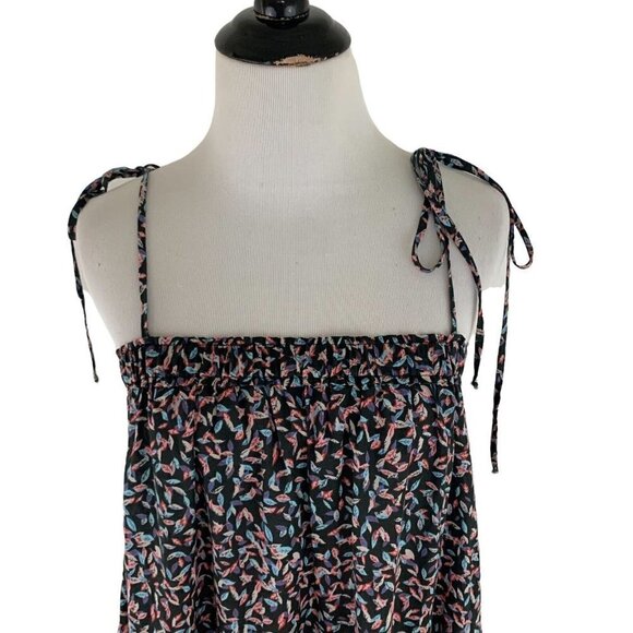 Elan Women's S Small A-Line Babydoll Mini Dress Floral Print Raw Hem Adjustable - Picture 3 of 10